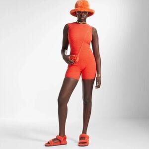 NEW FENDI X SKIMS Georgia Red and Orange Thigh Length Bodysuit XS MSRP $895